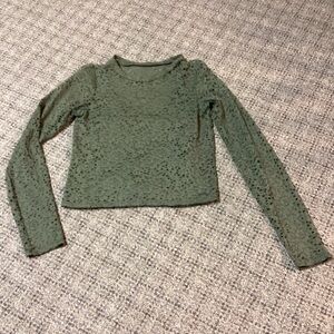 Hollister Olive Green Floral Lace Sheer Long Sleeve & Layering Tank Top Size XS